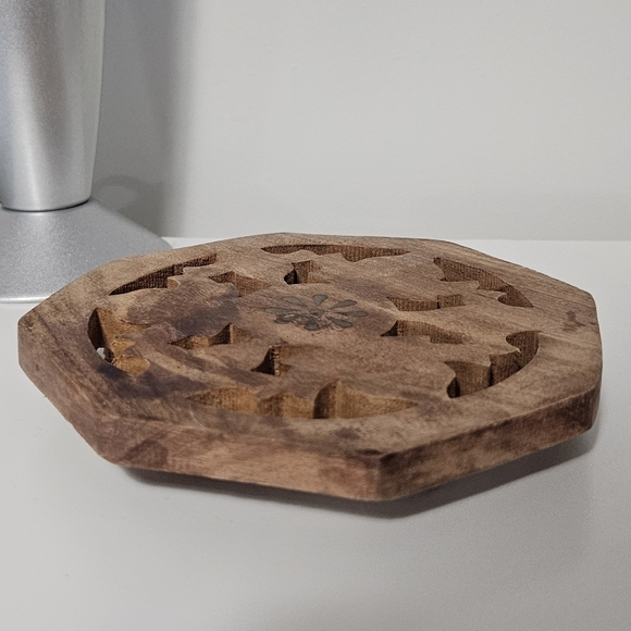 Indian Carved Wood Trivet - Picture 2 of 8